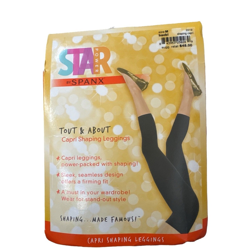 Spanx Star Power Shaping‎ Capri Leggings M Black Tummy Control Seamless Chic NWT